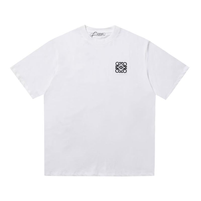High-End Version of Loewe T-Shirt, Short-Sleeved, High-Weight Pure Cotton, Small Logo Embroidery, Loose Fit, Crew Neck Top High-End Version of Loewe T-Shirt, Short-Sleeved, High-Weight Pure Cotton, Small Logo Embroidery, Loose Fit, Crew Neck Top