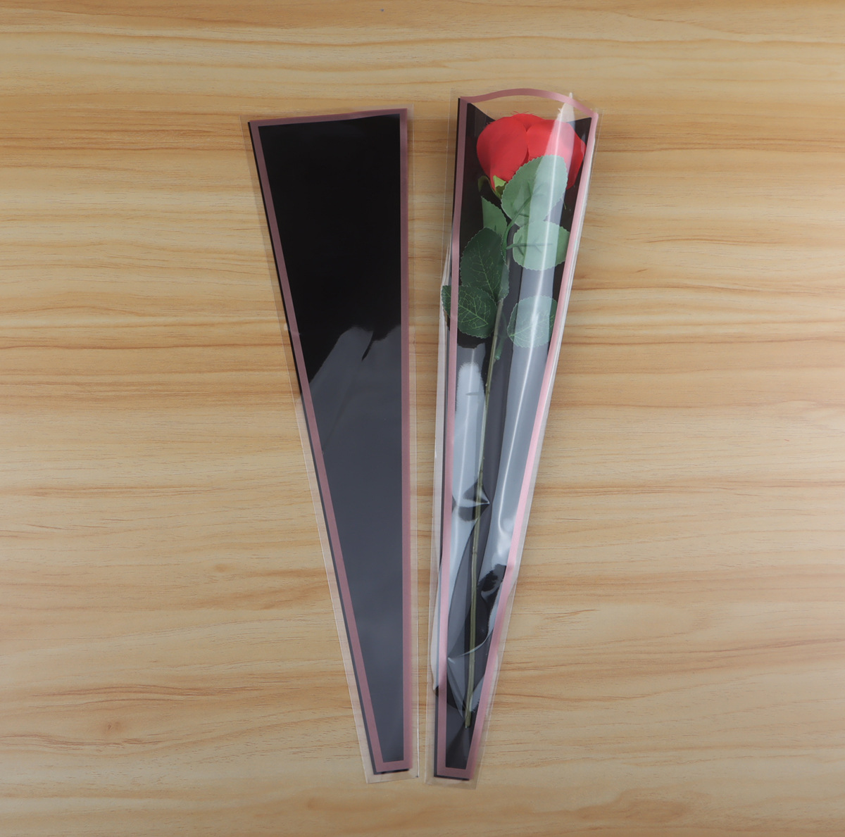 Bolsa de Plástico OPP para Ramo de Flores con Diseño de Corona y Rosa Individual para el Día de San Valentín, Venta al por Mayor
