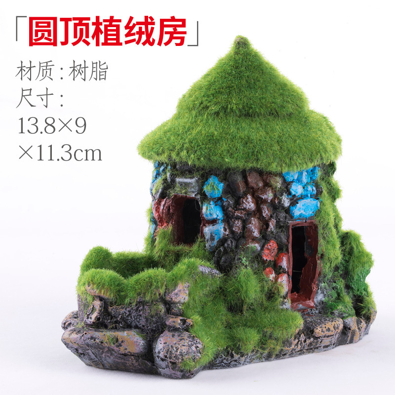 Pecera, rocalla, piedra absorbente, piedra de agua, casa, casa, casa, cabaña, micro paisaje, decoración carnosa, decoración de cerámica