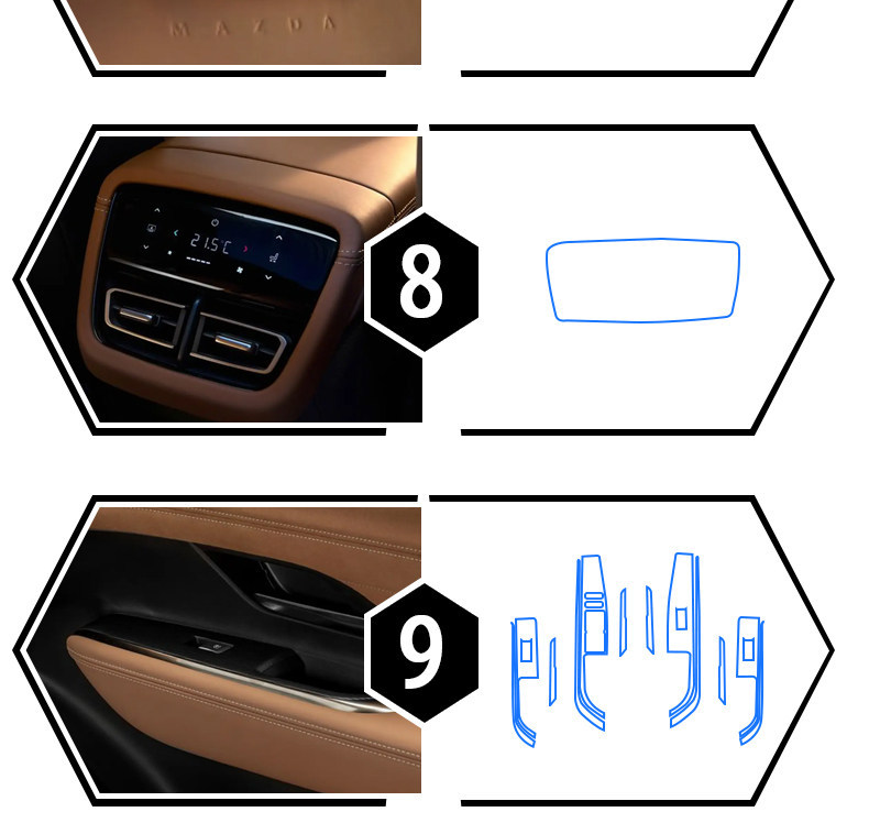 25-26 Models Mazda 6E Center Console Screen Protector, Navigation Screen Film, Frame Button Interior Protective Film Modification
