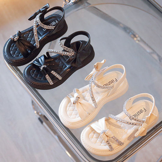 Girls' Shoes Children's Princess Sandals 2025 New Summer Soft Sole Fashionable Internet Celebrity Fairy Shoes for Older and Younger Girls
