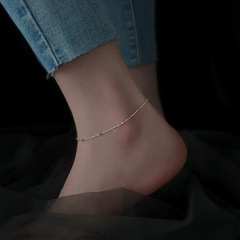彩色圓珠豆豆腳鏈女性感足鏈腳踝鏈2023年新款潮個性簡約小眾腳飾