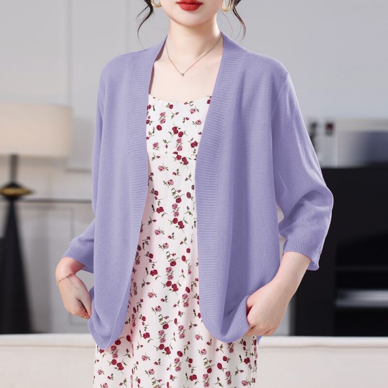 Summer New Style Knitted Age-Reducing Cardigan Women's Coat Loose Plus-Size Air-Conditioning Shirt Thin Sun-Protective Top for Middle-Aged Moms Summer New Style Knitted Age-Reducing Cardigan Women's Coat Loose Plus-Size Air-Conditioning Shirt Thin Sun-Protective Top for Middle-Aged Moms