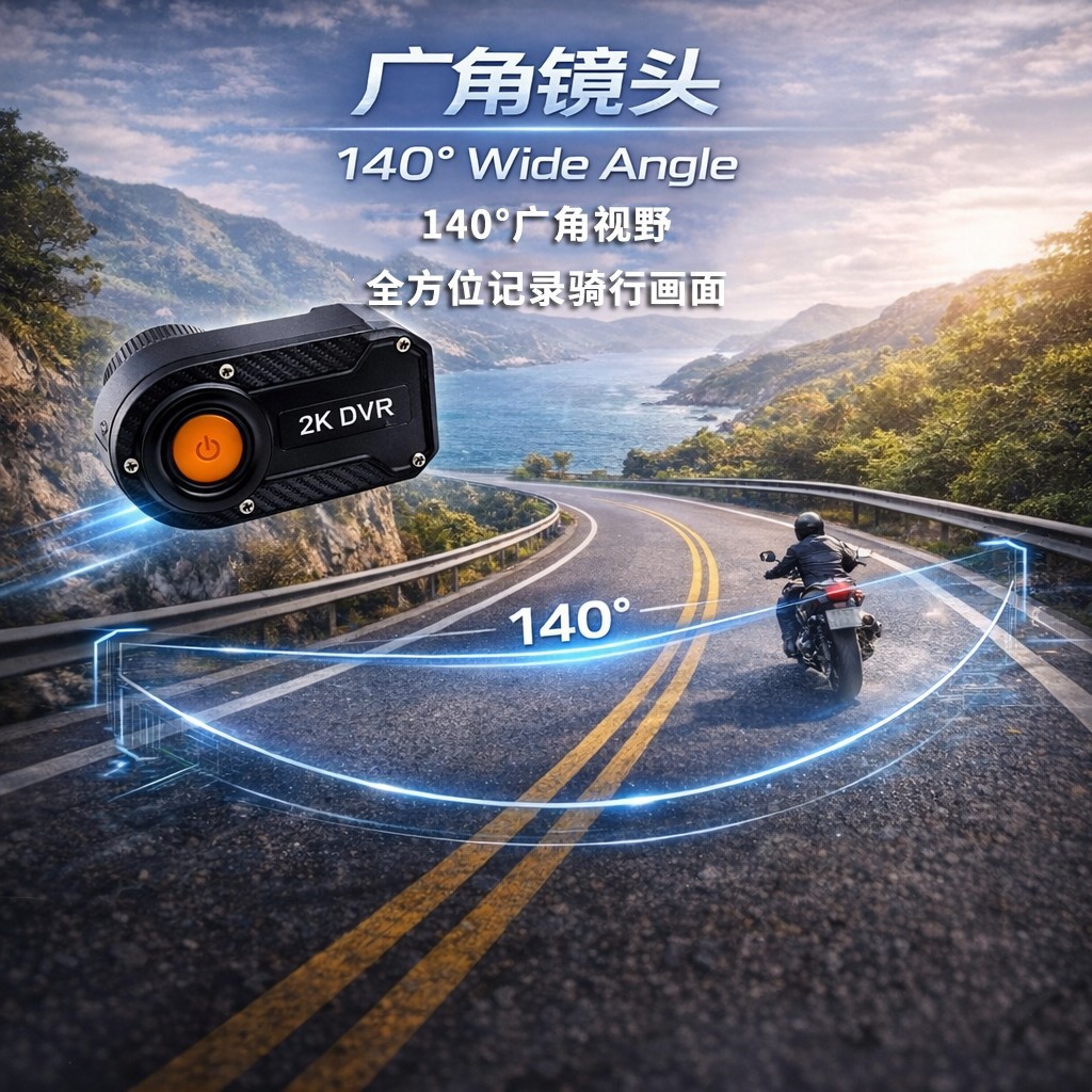 Cross-Border Motorcycle Dashcam, High-Definition Night Vision, Waterproof Riding Recorder, Wide-Angle Loop Recording