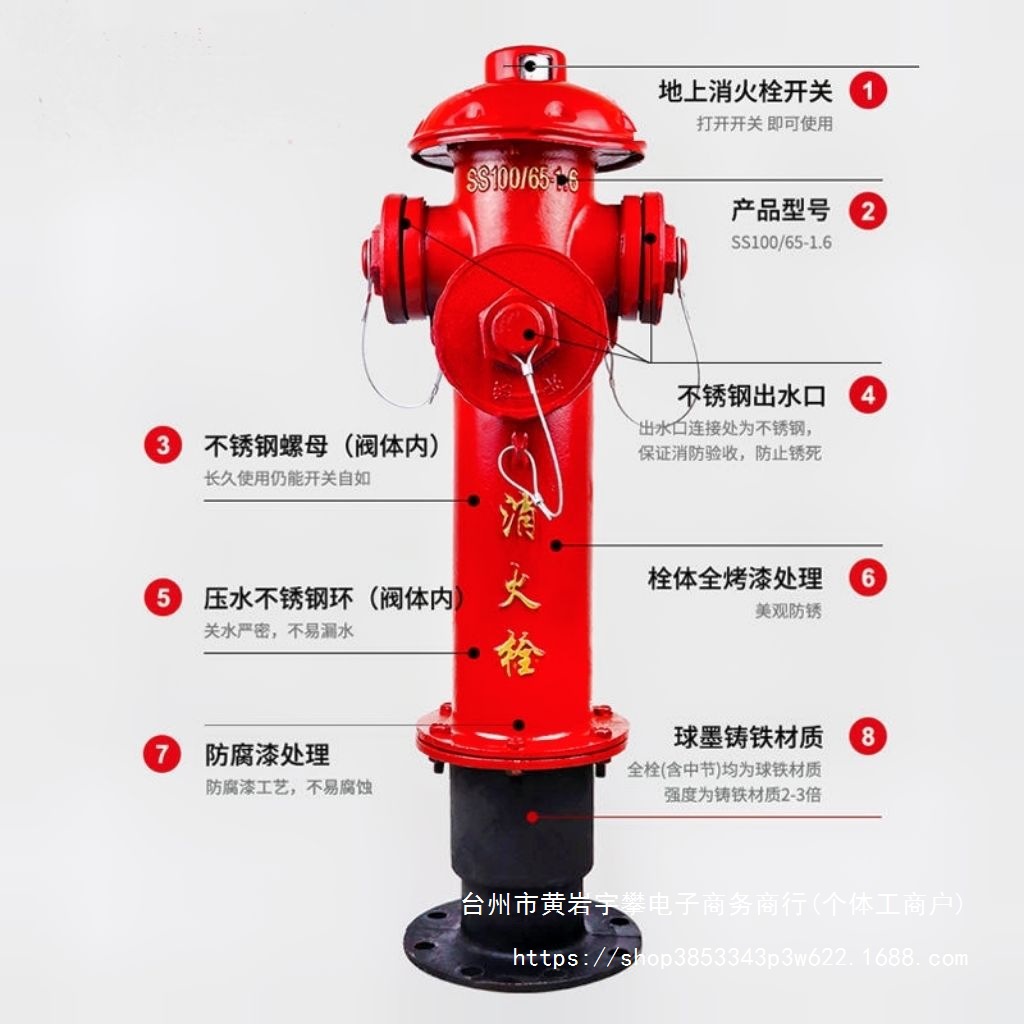 国标室外消火栓SS100/SS150/65- 消防管接头配件地上式消防栓全套