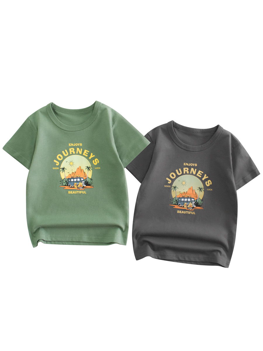 27kids ropa para niños 2025 verano nuevo estilo para niños camiseta de manga corta ropa para niños suministro transfronterizo de una pieza