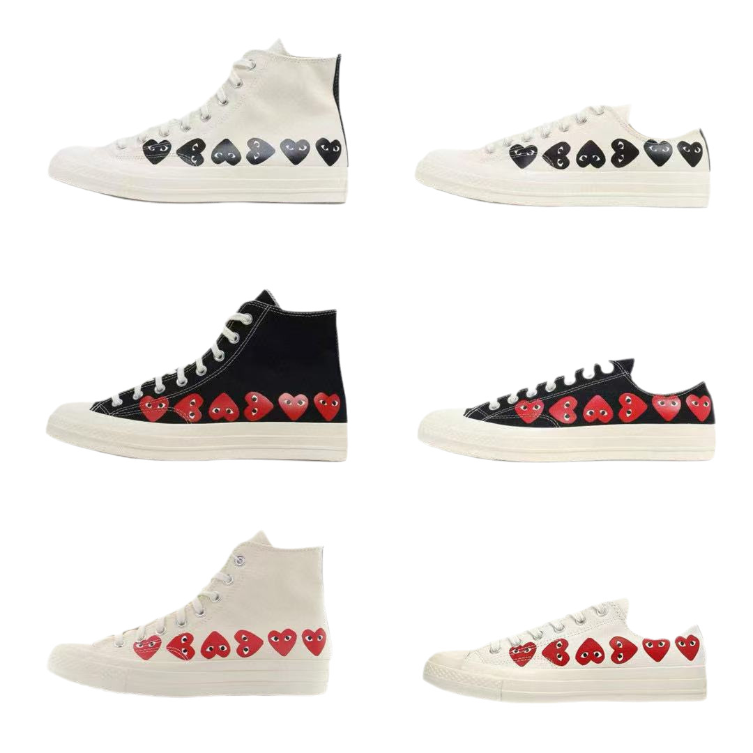 Chunyuan 1970s Kawakuba Ling amor CDG alto bajo grupo pareja zapatillas deportivas para hombres y mujeres jugar zapatos de lona image 6