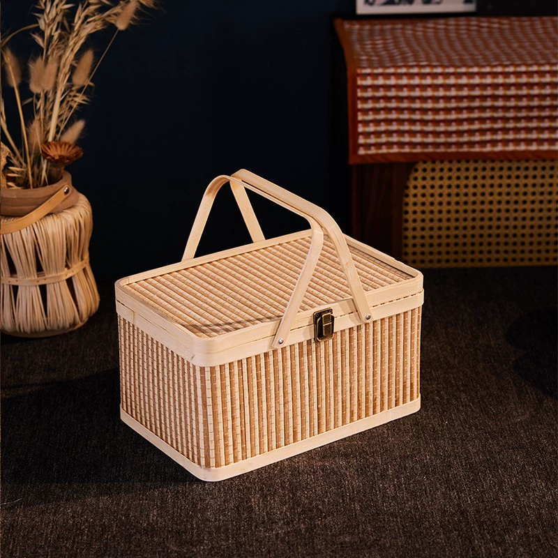 Бамбуковая корзина ручной работы, коробка для упаковки рисовых пельменей, высококачественная бамбуковая подарочная коробка, пустая внешняя упаковка с волосатыми крабовыми фруктами