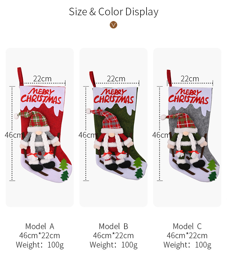 Forniture per decorazioni natalizie Bambola senza volto Calza della Befana Calzini grandi di Natale Sacchetto regalo Sacchetto regalo_voghion.com