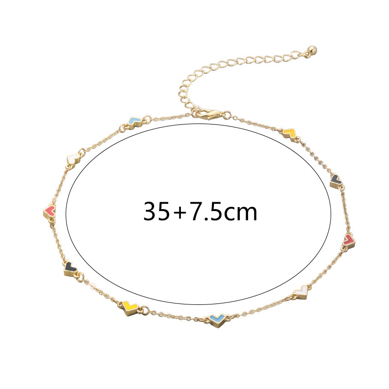 Simple Style Heart Shape Alloy Zinc Alloy Enamel Plating Women's Bracelets Necklace display picture 6