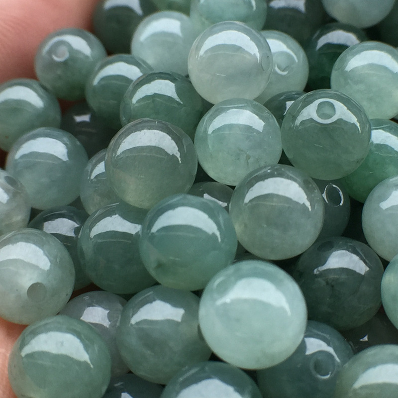 Oil green jadeite loose beads a goods Myanmar natural ice jade beads jadeite single diy men's and women's bracelet necklace