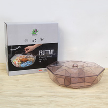 八边形分格糖果盘家用简约零食纯色收纳盒塑料带盖瓜子坚果盒