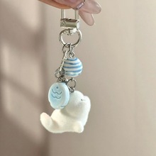 萌笨笨海豚高颜值植绒合金海豚包包挂件可爱钥匙扣挂绳卡通手机链