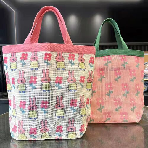 Bags Women's Fashion Simple Cartoon Printed Canvas Shoulder Bag Small Fresh Cute Hand Shopping Bag Lunch Box Bag