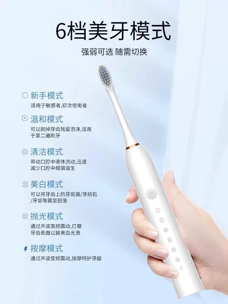 Rechargeable automatic toothbrush for adults charging, soft waterproof set for men and women for beloved, fully automatic