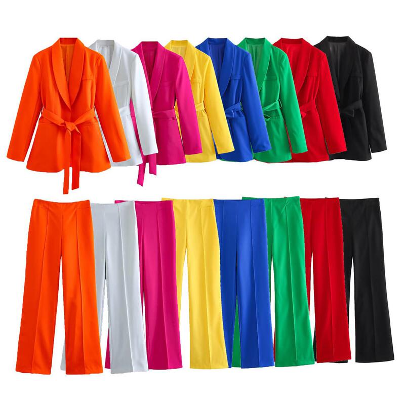 Aliexpress Export European and American Clothing French Style Belted Dress Small Suit Jacket + Casual Pants