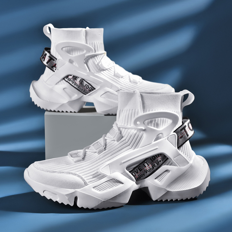 Men's summer high-top socks shoes black breathable height increasing casual shoes Fujian Jinjiang shoes Mens shoes