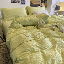 ins同款绿色泡泡公主风被套床上用品四件套被床单宿舍三件套