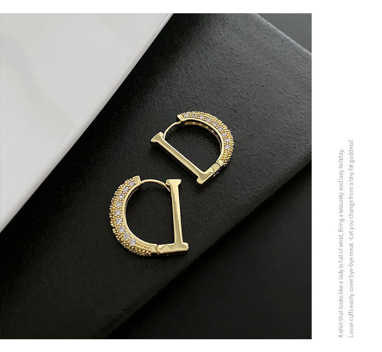 1 Pair Fashion Letter Inlay Copper Zircon Earrings display picture 6