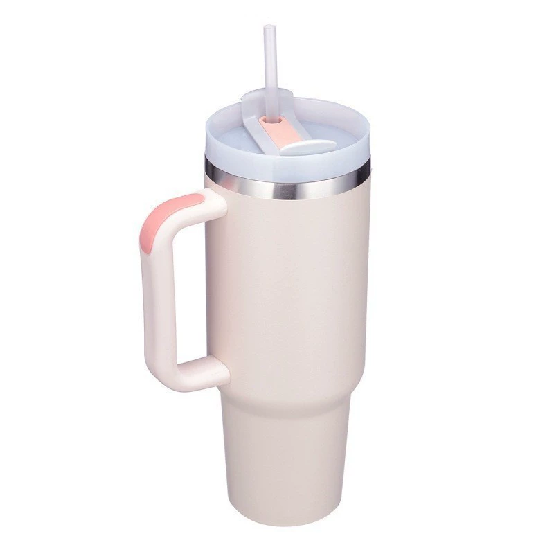 Двухслойная стеклянная кружка для чая, 40 oz (1200 мл), утолщённая, с крышкой и трубочкой