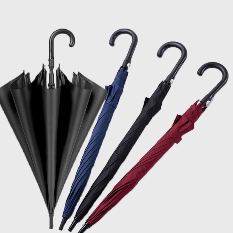 27 Inch Golf Umbrella Large Double Umbrella Fiber Wind Resistant Business recommend Advertising Umbrella Automatic Long Handle Umbrella Curved Handle