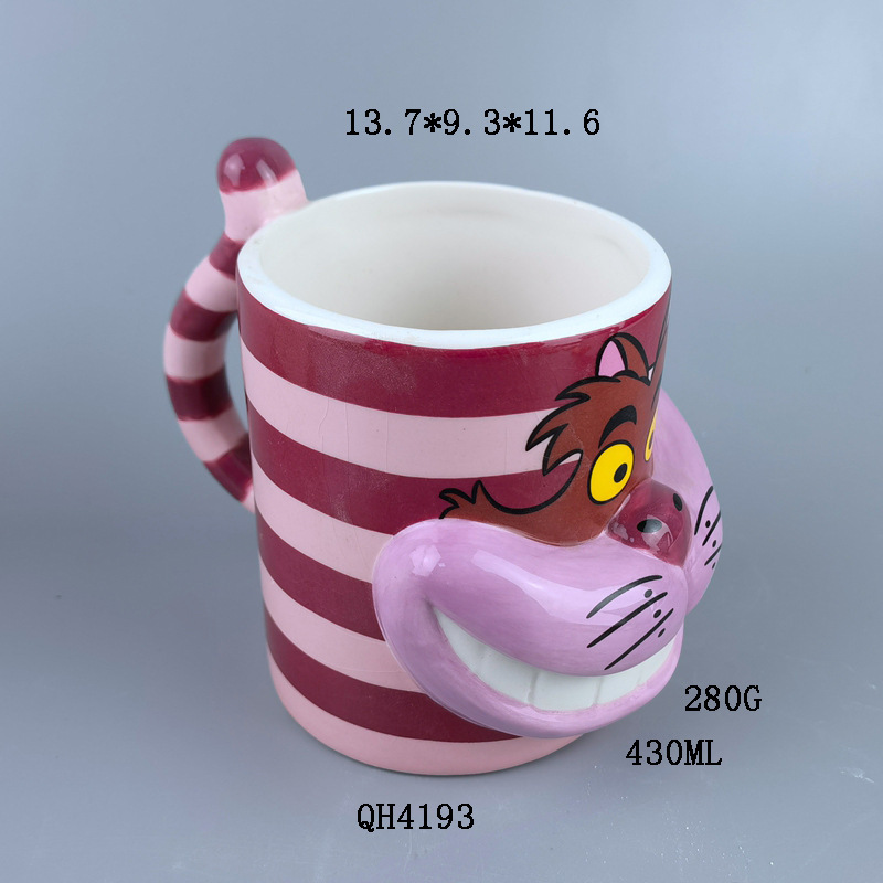 Gato taza de gato Cheshire 3D dibujos animados estereoscópicos rosa Miao gato desayuno bebida taza de leche de búfalo regalos de vacaciones