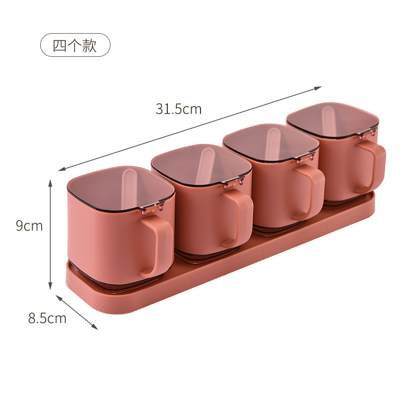 調味料調味料缶日本式キッチン調味料箱プラスチック食品級セット家庭用スプーン付き調味料缶|undefined