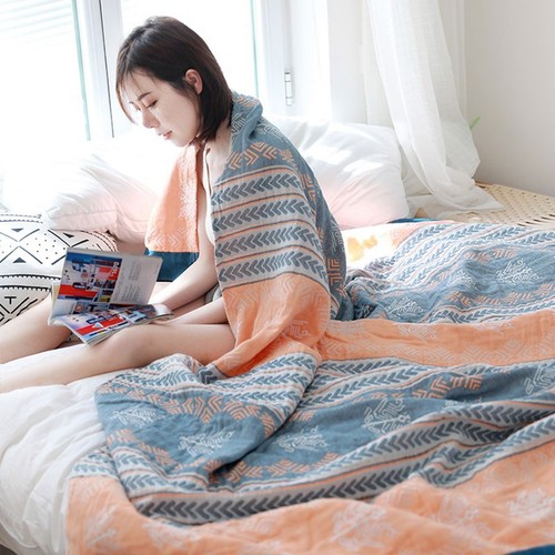 A drop-shipping pure cotton five-layer gauze towel quilt, double towel blanket, summer cool quilt, machine washable air-conditioned blanket