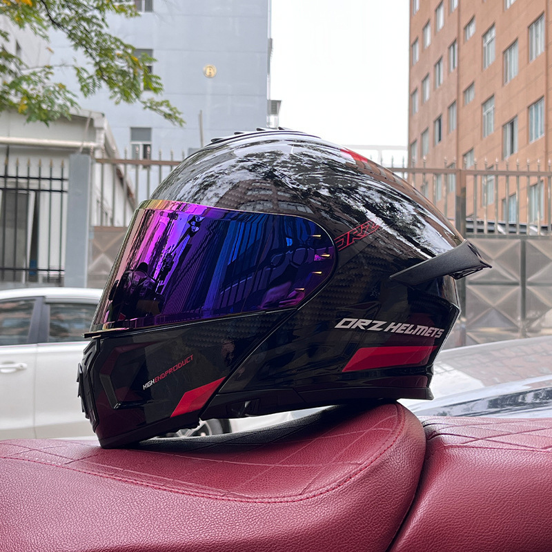 Orz casco de coche eléctrico masculino y femenino casco de verano doble espejo trasero medio completo personalidad cuatro estaciones pareja Bluetooth