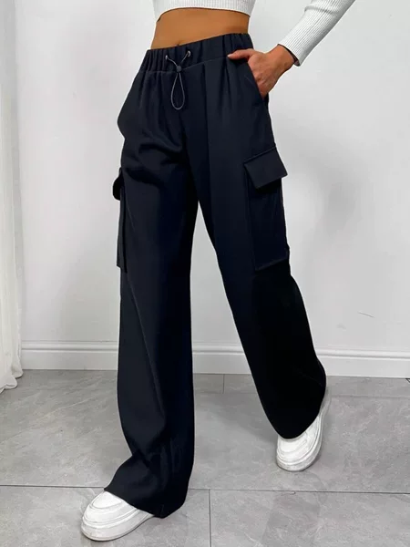 Y2K Women's Straight-Leg Pants Cross-Border Ins Trend Sports Pants Cargo Pocket Long Pants Street Style Loose Floor-Length Pants