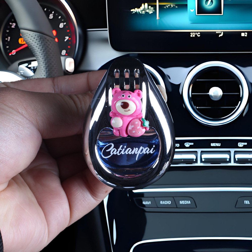 Aromaterapia para coche 2025 decoración de salida de aire de perfume para coche lindo oso decoración de fragancia para coche fragancia ligera duradera para coche