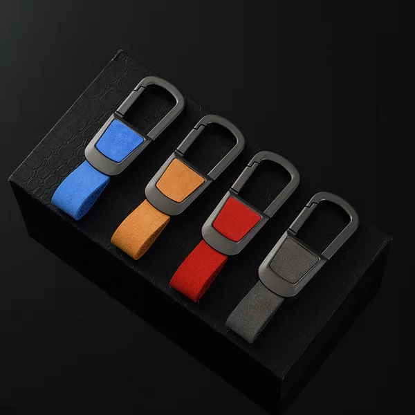 Cross-Border Frosted Cowhide Car Keychain Men's Keychain Pendant High-End Genuine Leather Anti-Lost Key Chain Bag Pendant