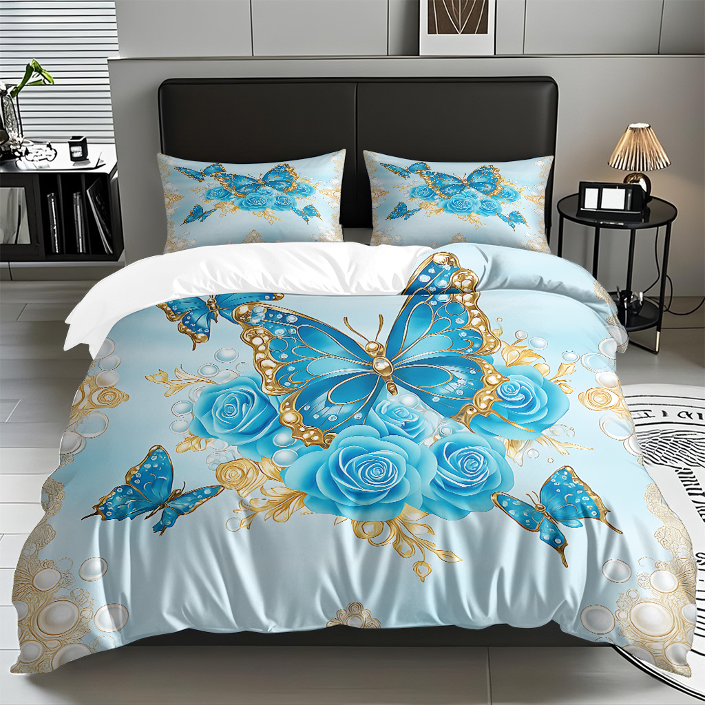 Su propia fábrica suministra directamente una variedad de colchas de impresión digital de mariposa. Comercio electrónico transfronterizo preferido para soportar el modo TEMU JIT.