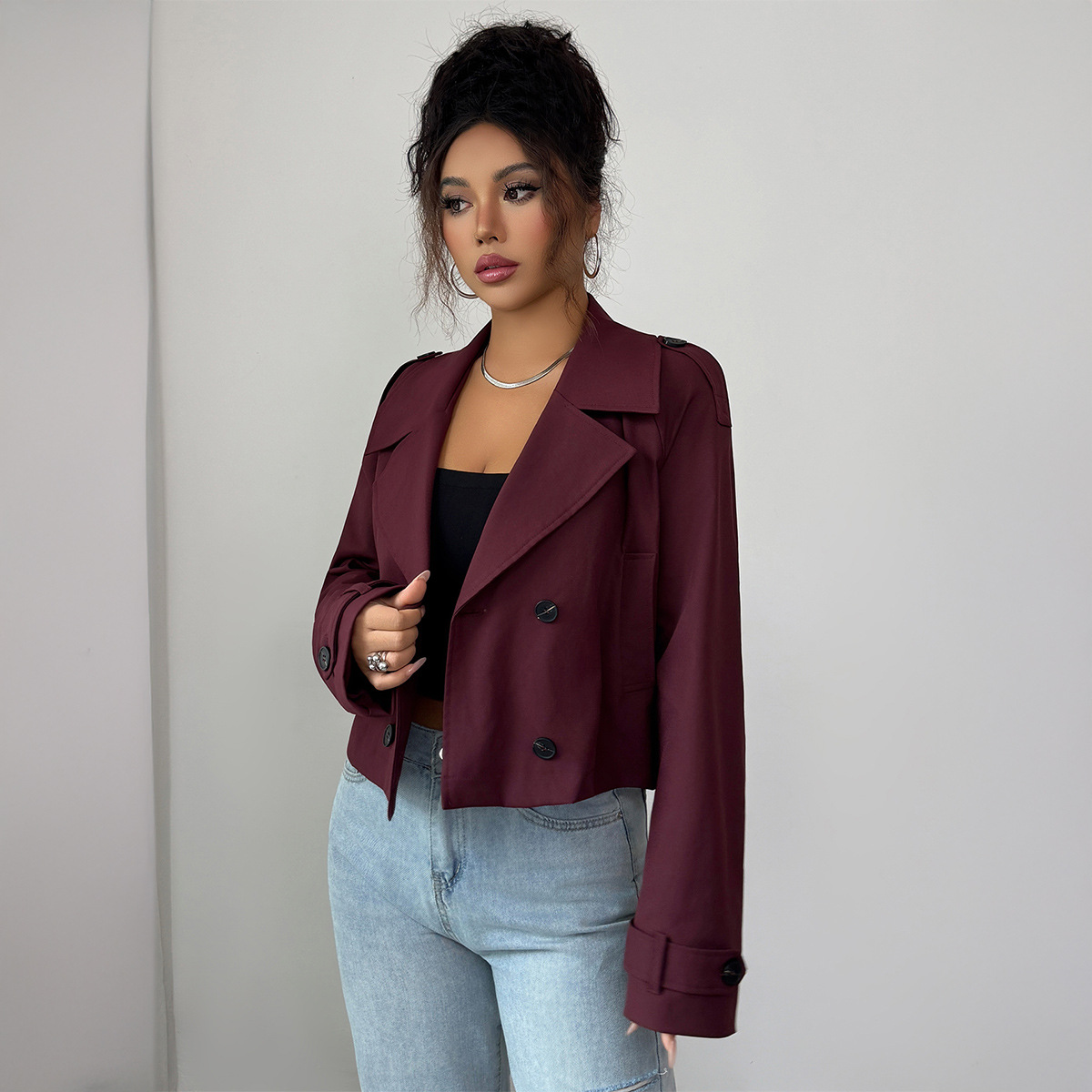 Women's Clothing Long Sleeved Jacket Vest Coat Casual Simple American Style Autumn Winter Clothing_voghion.com