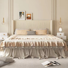 法式轻奢设计布艺褶皱卧室大床北欧百褶主卧箱体床现代简约双人床