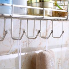 Non-piercing suction cup stainless steel shelf with towel bar, bathroom, kitchen, and bathroom storage rack, wall-mounted rack