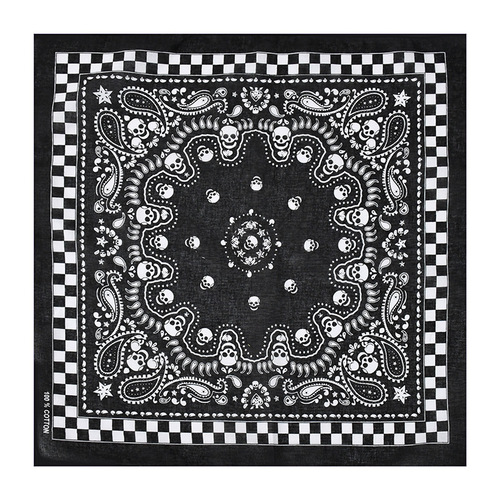 European and American Hip Hop Street Dance Skull Scarf Pure Cotton Men's and Women's Costume Headscarf Wholesale Halloween Ghost Head Printed Headscarf 