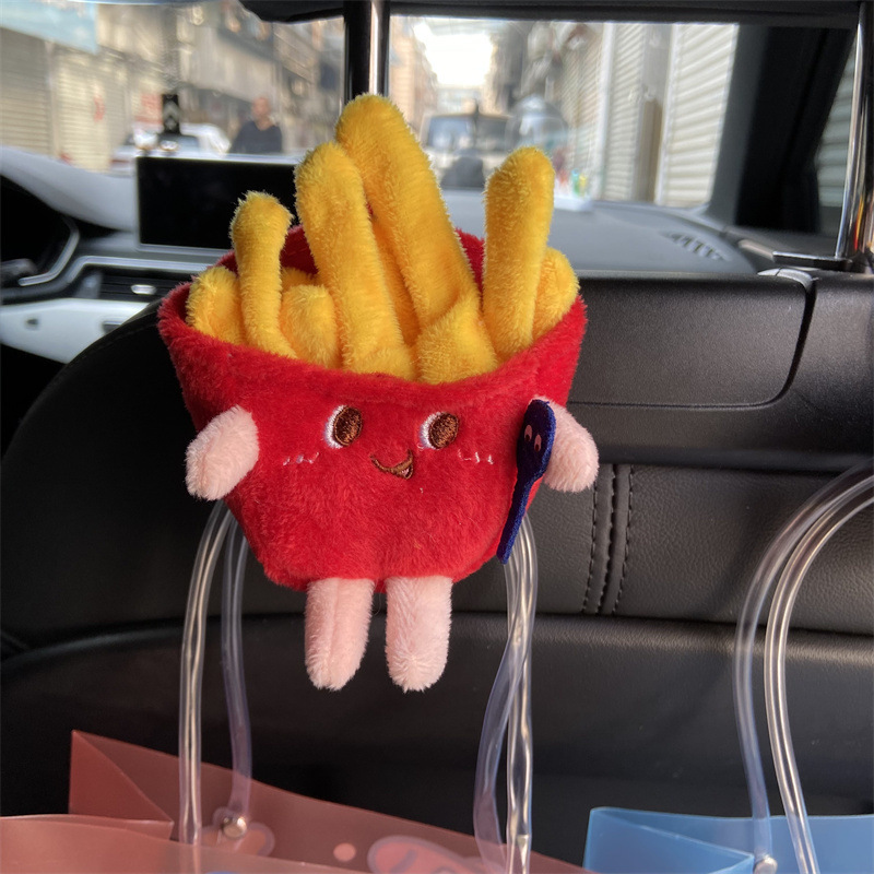 Gancho de automóvil peluche lindo pan hamburguesas perros calientes silla de respaldo asiento de automóvil multifuncional almacenamiento trasero estante de disposición