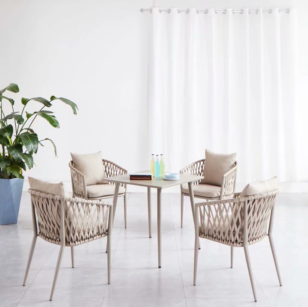 Chuangke 로프 의자 70 사각 콘 발 탄소강 테이블 (알루미늄 발)