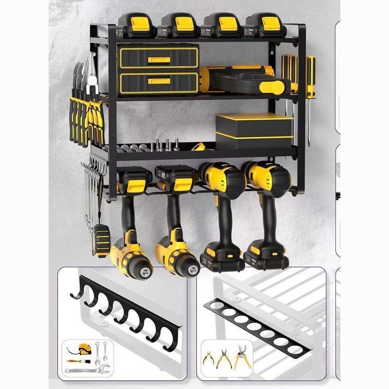 四层手电钻支架壁挂式电动工具架充电钻收纳架车库工具储物置物架