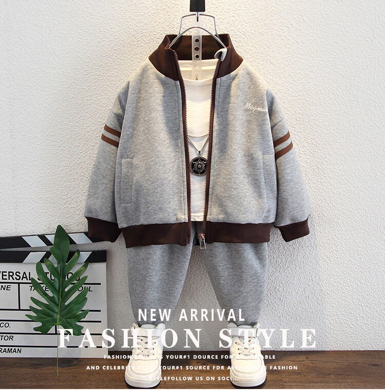 Boys Embroidered Ribbon 2024 Spring and Autumn New Trendy Casual Two piece Set for Children's Clothing_voghion.com