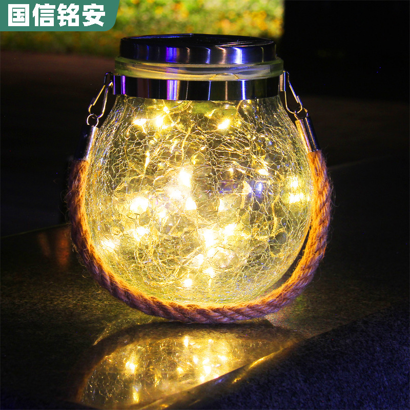 Factory hot sale solar crack lamp outdoor waterproof lamp courtyard decorative glass hanging lamp creative wishing lamp LED Factory hot sale solar crack lamp outdoor waterproof lamp courtyard decorative glass hanging lamp creative wishing lamp LED