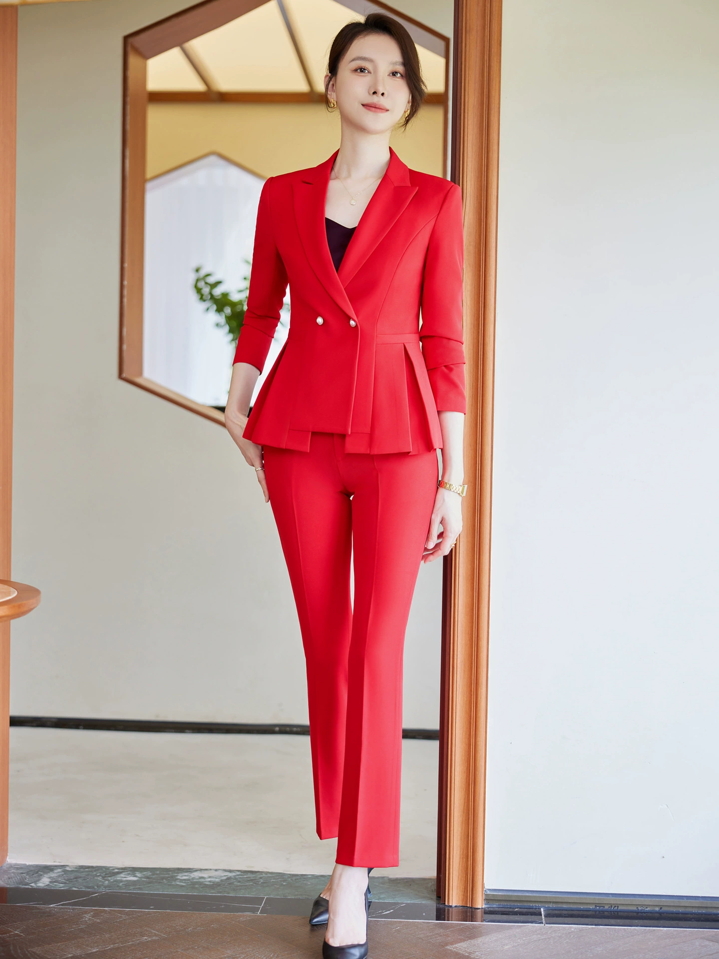 Red classic suit jacket, long-sleeve, elite set, overall, wholesale