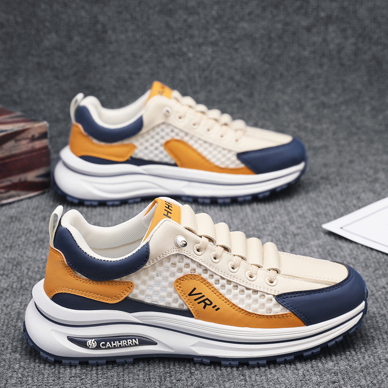 男鞋2025夏季新款男士外出网洞透气潮流休闲鞋韩版运动学生滑板鞋