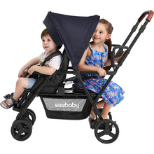二胎推车大小宝遛娃神器旅行车双胞胎婴儿童车双坐轻便折叠可坐躺