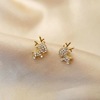 Silver needle, small design earrings, silver 925 sample, diamond encrusted, simple and elegant design, trend of season, 2021 years