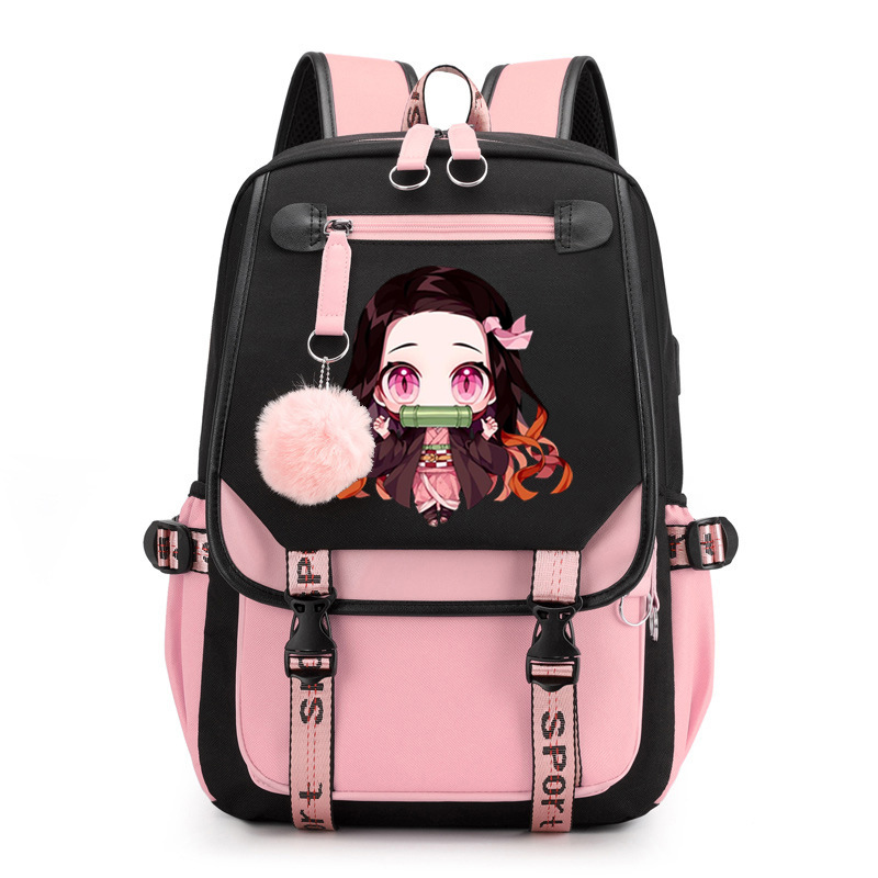 Foreign Trade Hot-Selling Anime Ghost Peripheral Schoolbags, Junior High School Students, High School Students, Same Style College Style Backpacks for Men and Women