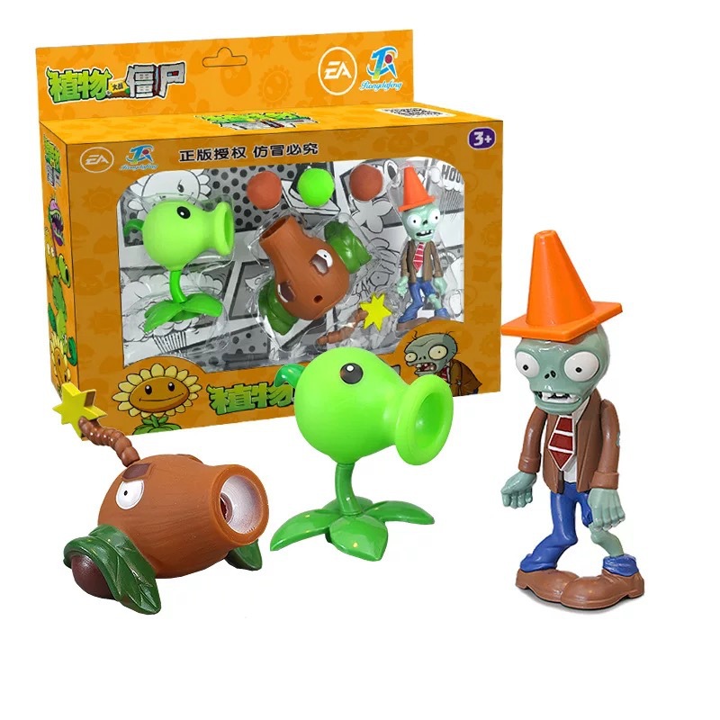 Juguetes de Plantas contra Zombis, juego completo de goma suave, lanzador de guisantes, juego para niños, regalo para niños, figuras