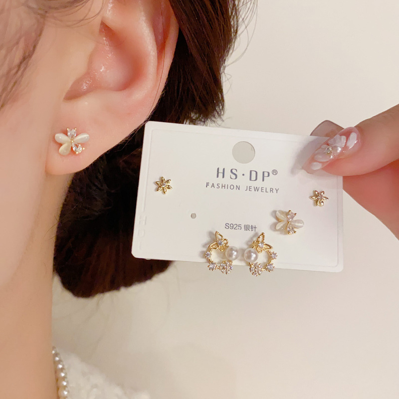 1 Set Quantity Daily, Date Occasion 1 Set Simple Style Flower Copper 14K Gold Plated Ear Studs