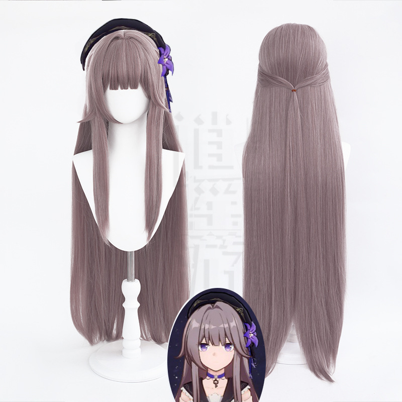 Free travel collapse star dome railway black Tower cos wig simulation head long straight hair puppet game cosplay